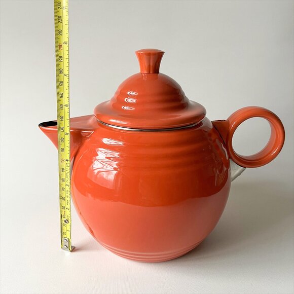 Vintage Fiesta Enamel Metal Teapot Persimmon Orange Copco Fiestaware - Picture 7 of 8